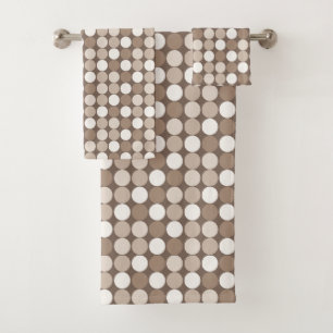 Warm Neutral Earth Geometric Circles  Bath Towel Set