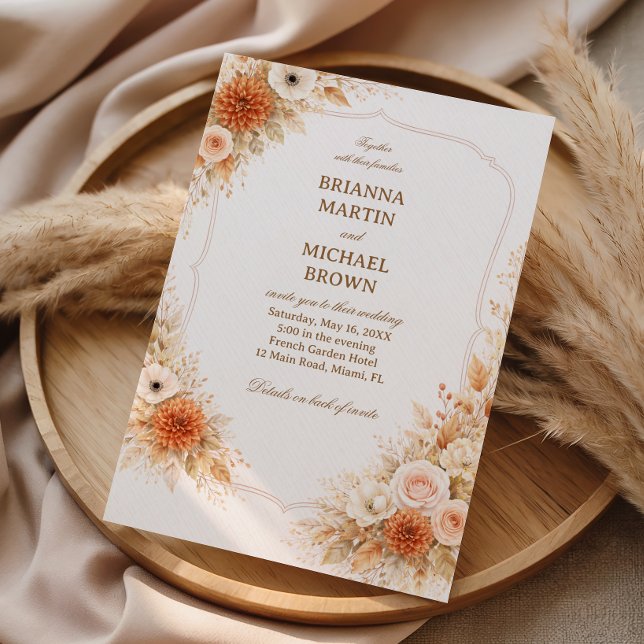 Warm Neutral Floral Elegant Invitation (Creator Uploaded)