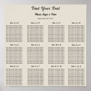 Warm Neutral Lettering Alphabetical Seating Poster
