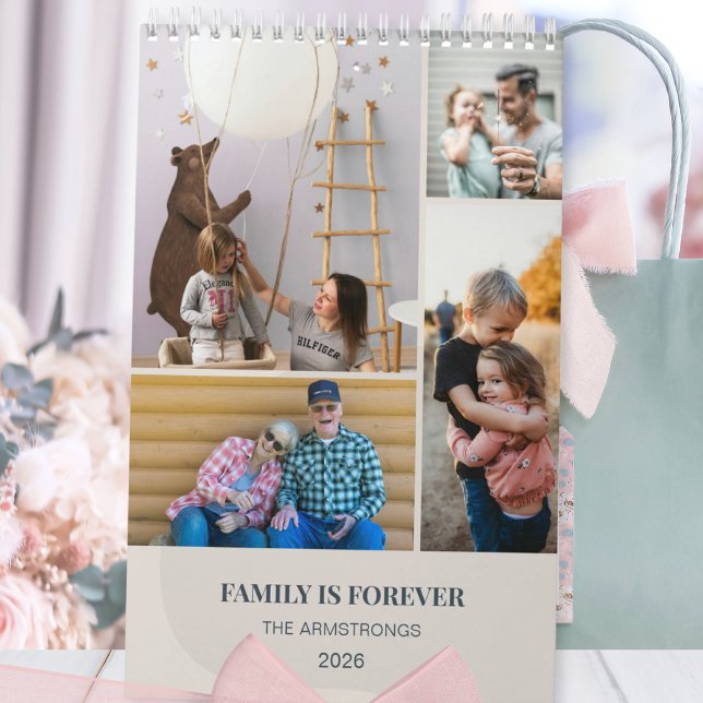 Warm Neutral Minimalist Family Photo Collage Wall Calendar (Warm Neutral Minimalist Family Photo Collage Wall Calendar ©Susanne Sachers - Sunny Mind 🌞)