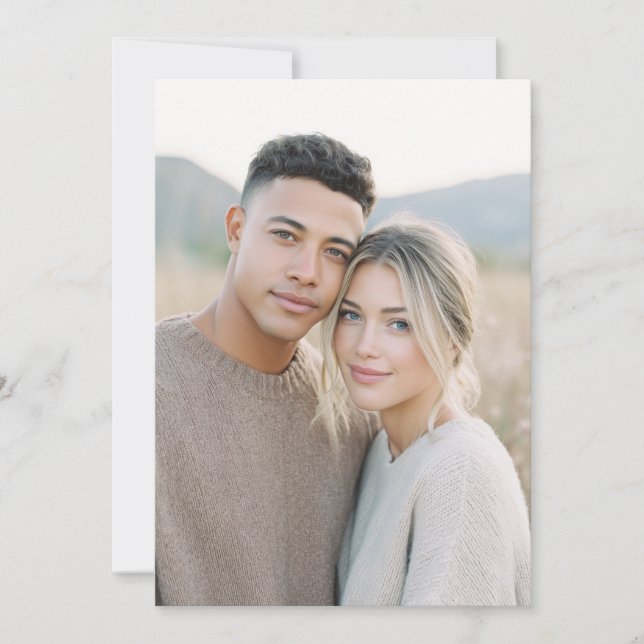 Warm Neutral Minimalist Photo Invitation (Front)