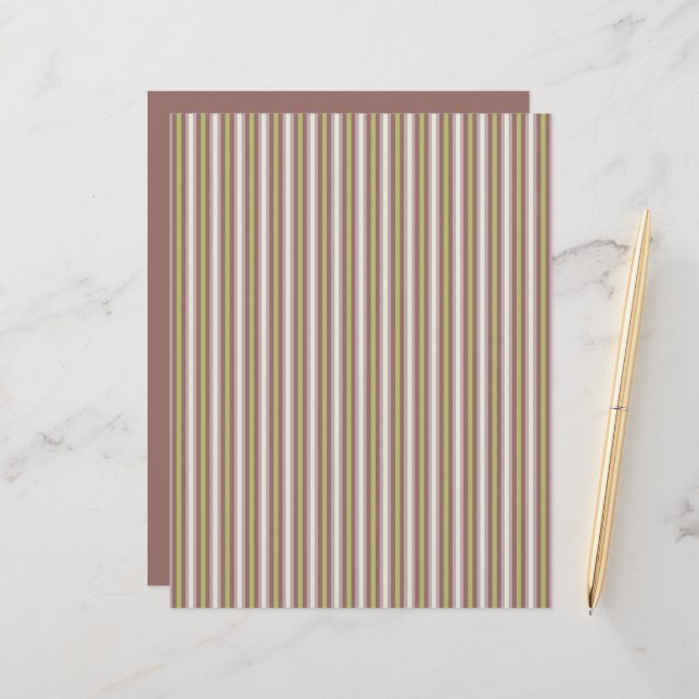 Warm Neutral Vertical Candy Stripe Scrapbook Paper (Front/Back In Situ)