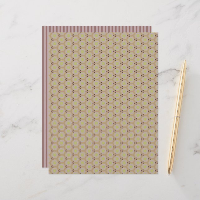Warm Neutrals Honeycomb Hexagons Scrapbook Paper (Front/Back In Situ)