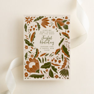 Warm Neutrals Joyful Holiday Folk Illustration