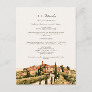 Warm Ochre Tuscan Hill Town Italy Wedding Details Enclosure Card