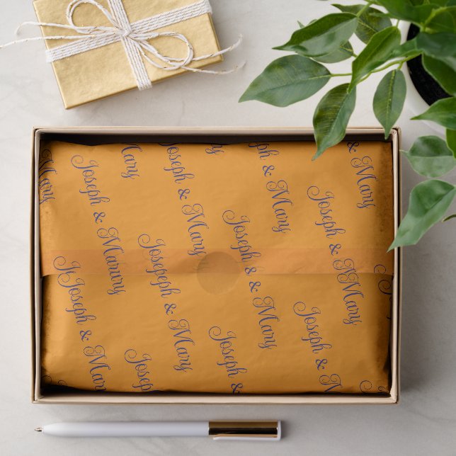 Warm Orange & Deep Blue Script Wedding Bold Energy Tissue Paper (Gift)