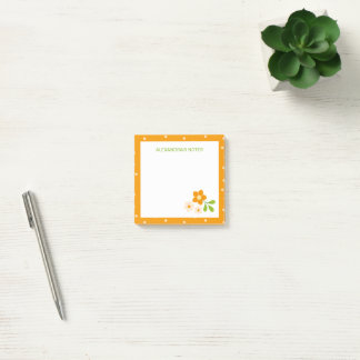 Warm Orange Ditsy Flower Polka Dots Personalised Post-it Notes
