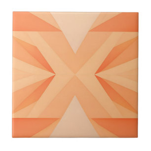 Warm Orange Geometric Starburst Abstract Ceramic Tile