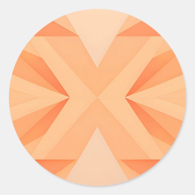 Warm Orange Geometric Starburst Abstract Classic Round Sticker (Front)