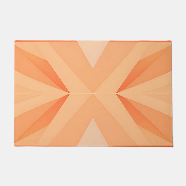 Warm Orange Geometric Starburst Abstract Doormat (Front)