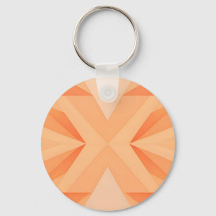 Warm Orange Geometric Starburst Abstract Key Ring