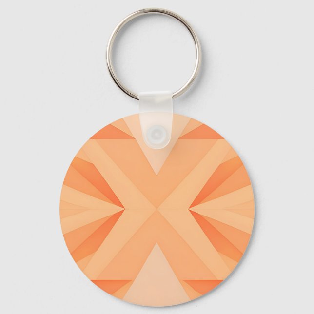 Warm Orange Geometric Starburst Abstract Key Ring (Front)
