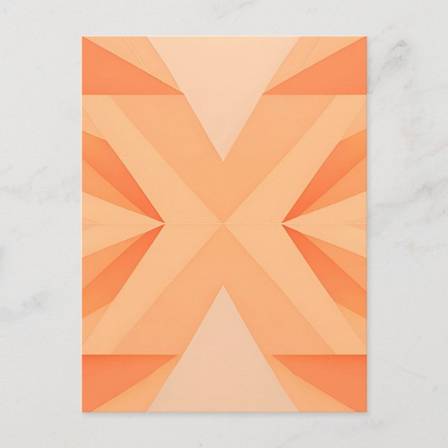 Warm Orange Geometric Starburst Abstract Postcard (Front)