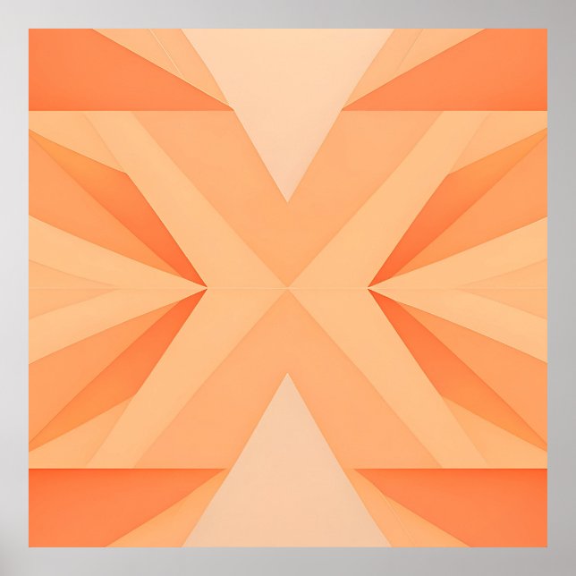 Warm Orange Geometric Starburst Abstract Poster (Front)