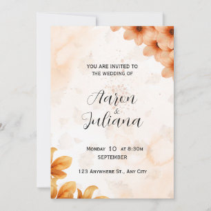 Warm Orange Watercolor Elegant Fall Invite