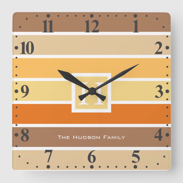 Warm Pastel Autumn Colour Palette | Personalised Square Wall Clock (Front)