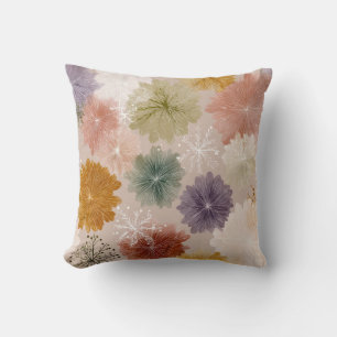 Warm Pastel Snowflake Floral Throw Pillow