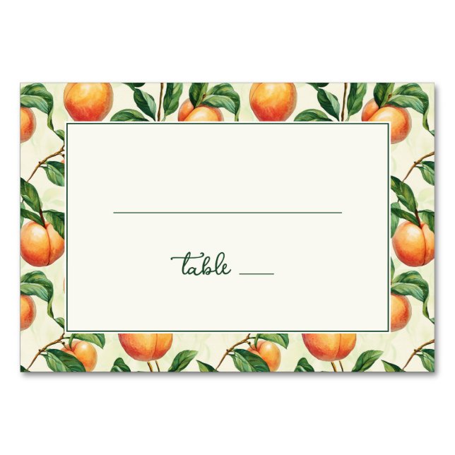 Warm Peach Botanical Border Table Number (Front)
