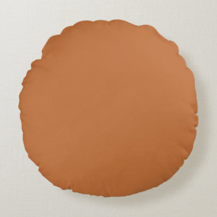 Warm Peach Caramel Solid Colour Print, Neutral Round Cushion