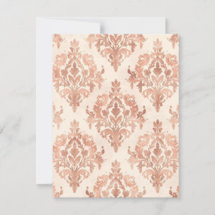 Warm Peach Damask Watercolor Ornamental Pattern Card