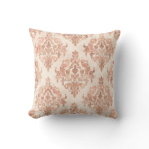 Warm Peach Damask Watercolor Ornamental Pattern