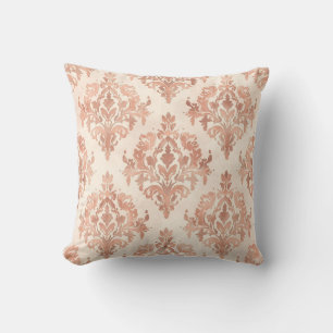 Warm Peach Damask Watercolor Ornamental Pattern Cushion