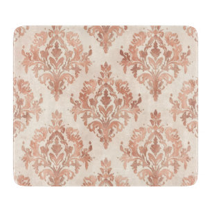 Warm Peach Damask Watercolor Ornamental Pattern Cutting Board