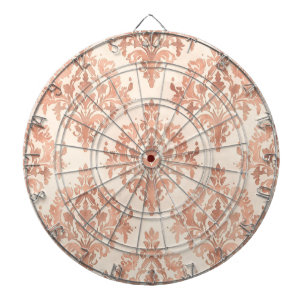 Warm Peach Damask Watercolor Ornamental Pattern Dartboard