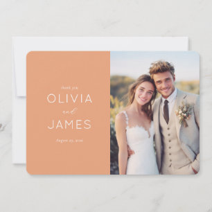 Warm Peach Elegant Photo Thank You Card