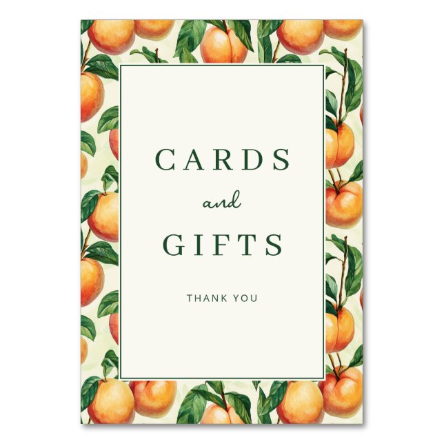 Warm Peach Illustration Border Table Number (Front)