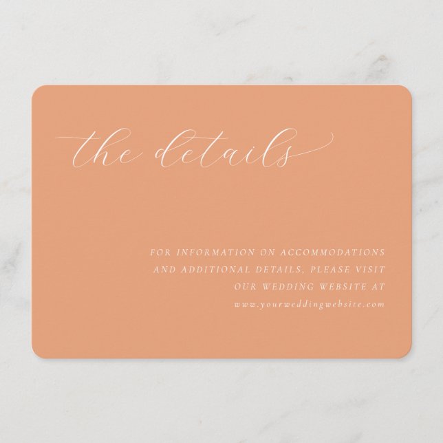 Warm Peach Minimalist Calligraphy Enclosure Card (Front)
