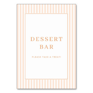 Warm Peach Minimalist Dessert Bar Sign Table Number