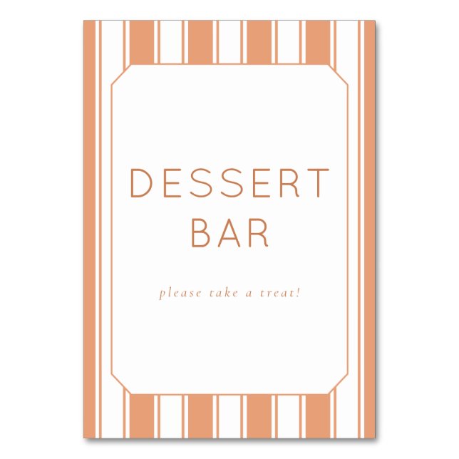 Warm Peach Minimalist Dessert Bar Sign Table Number (Front)