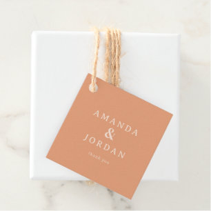 Warm Peach Minimalist Names Favour Tags