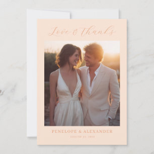 Warm Peach Minimalist Photo Thank You Card