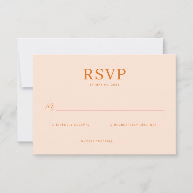 Warm Peach Minimalist RSVP Card (Front)
