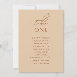 Warm Peach Sand Elegant Wedding Seating Chart Invitation