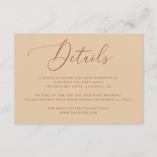 Warm Peach Sand Wedding Details   Information Enclosure Card