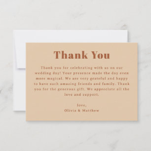 Warm Peach Sand Wedding Minimalist Soft Neutral Thank You Card
