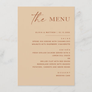 Warm Peach Sand Wedding Soft Modern Simple Menu