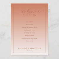 Warm Peach Wedding Ceremony Program