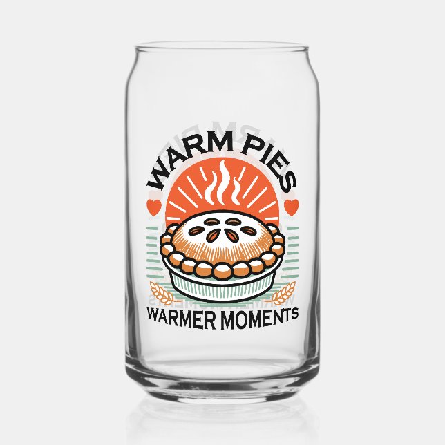 Warm Pies Warmer Moments – Cosy Autumn Design Can Glass (Front)