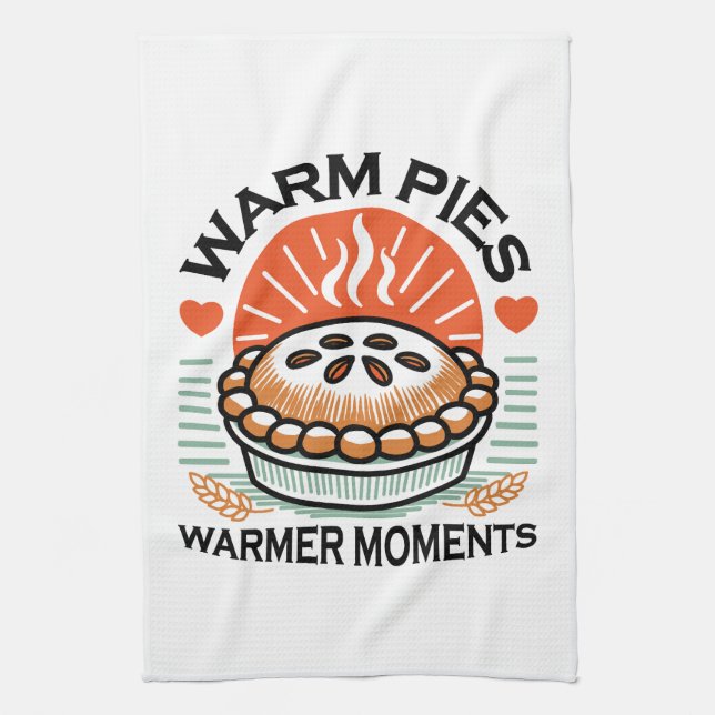 Warm Pies Warmer Moments – Cosy Autumn Design Tea Towel (Vertical)
