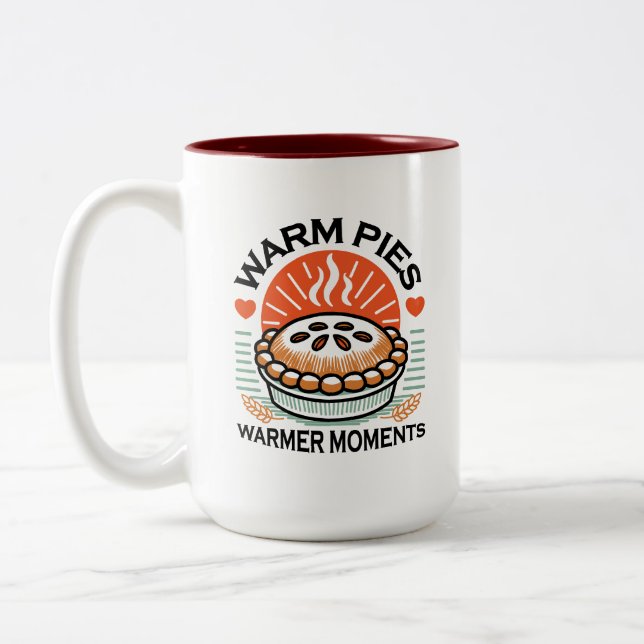 Warm Pies Warmer Moments – Cosy Autumn Design Two-Tone Coffee Mug (Left)