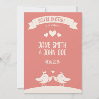 Warm Pink Bird Song Invitation