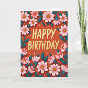 Warm Pink Bloom Birthday Card