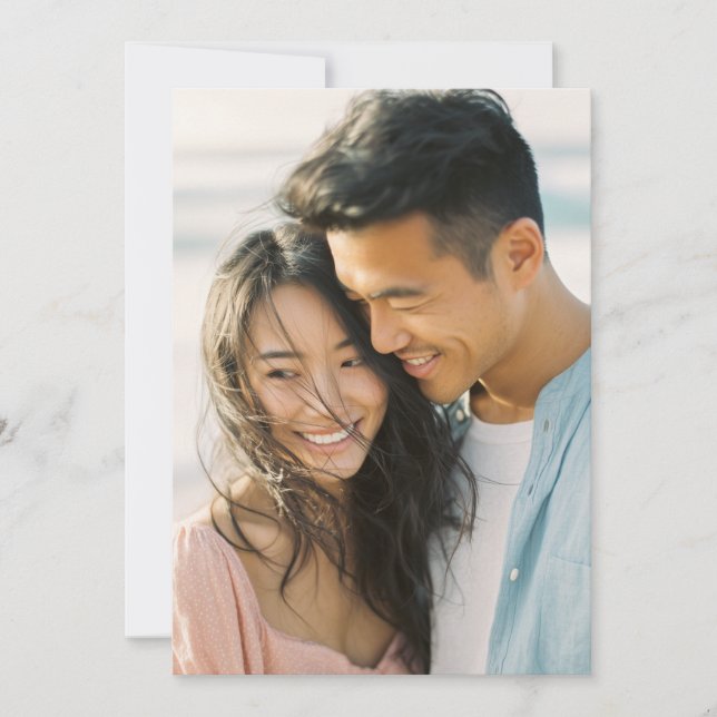 Warm Pink Blue Affectionate Photo Invitation (Front)