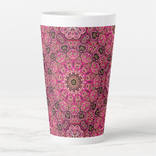 Warm Pink Geometric Mandala Motif Latte Mug
