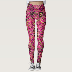 Warm Pink Mandala Geometric Motif Leggings