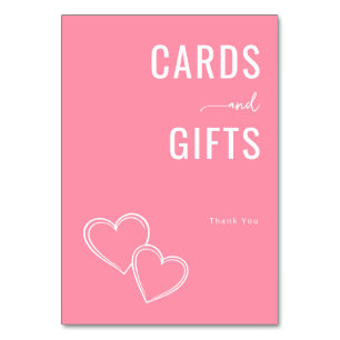 Warm Pink Minimalist Hearts Table Number